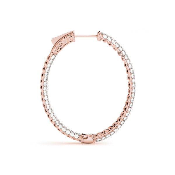 1.5 INCH 3 ROW PAVE OVAL HOOP Complete per pair.