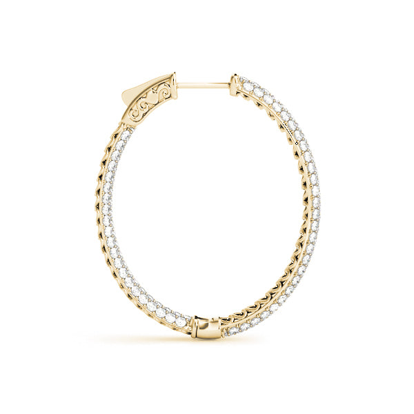 14K Yellow Gold Lab Diamond Oval Hoop Earrings