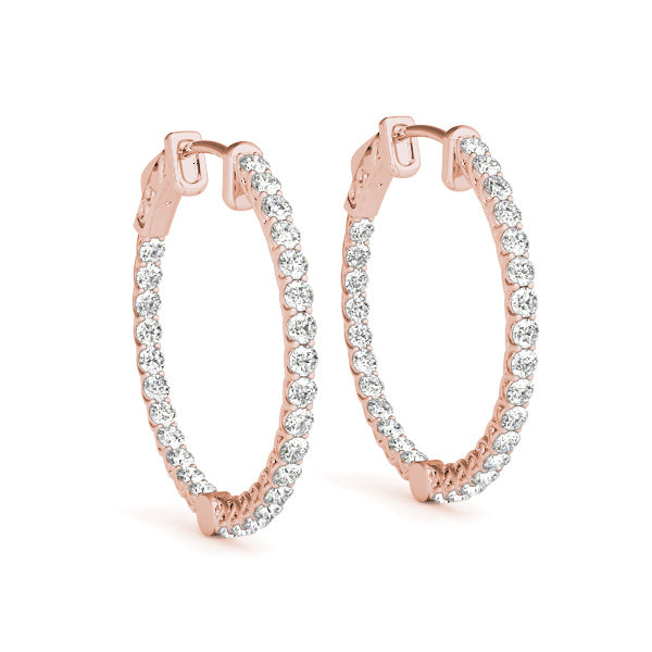 Rose Gold Diamond Inside Out Hoop Earrings