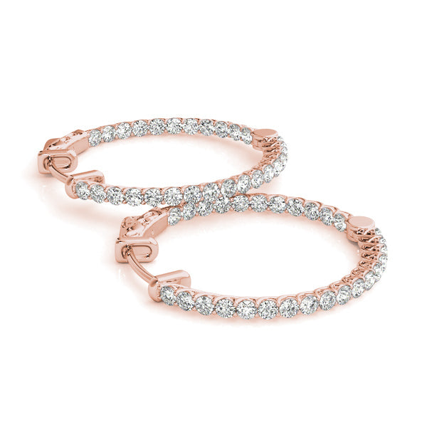 Rose Gold Diamond Inside Out Hoop Earrings