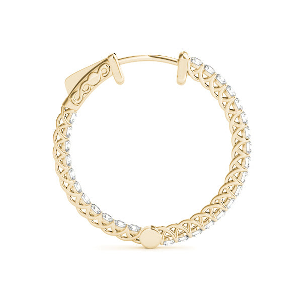 14K Yellow Gold Diamond Inside Out Hoop Earrings