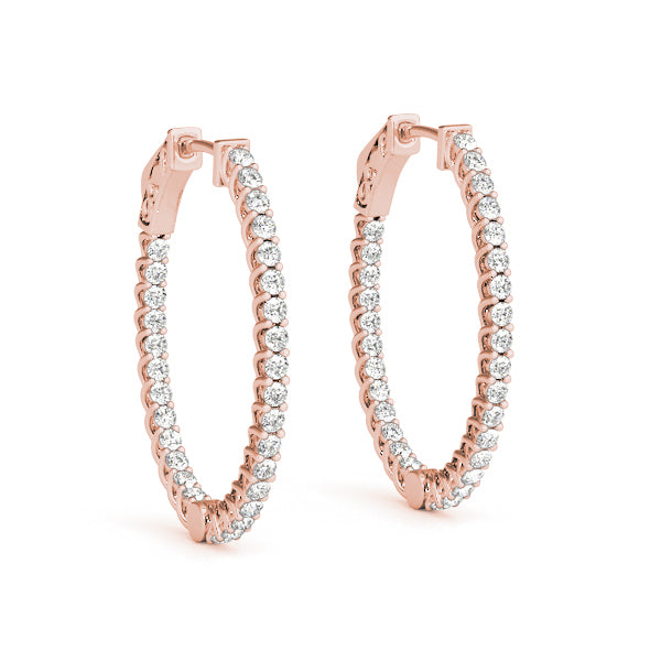 18K Rose Gold Lab Diamond Inside Out Hoop Earrings