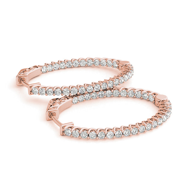 18K Rose Gold Lab Diamond Inside Out Hoop Earrings