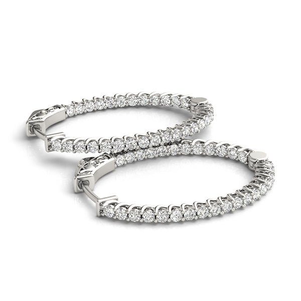 White 14K Gold Lab Diamond Inside Out Hoop Earrings