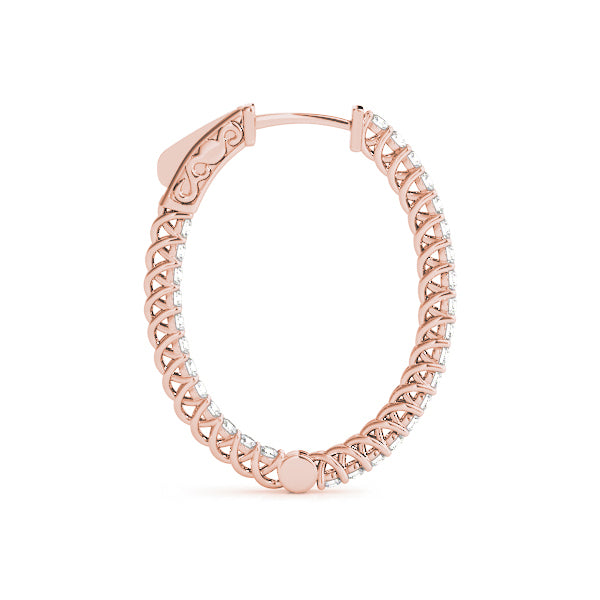 18K Rose Gold Lab Diamond Inside Out Hoop Earrings