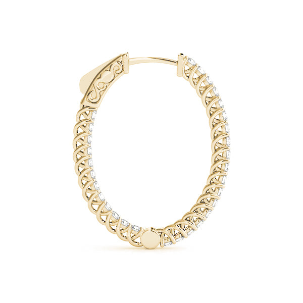 14K Yellow Gold Diamond Inside Out Hoop Earrings