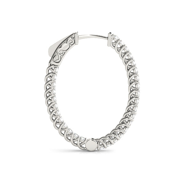 White 14K Gold Lab Diamond Inside Out Hoop Earrings