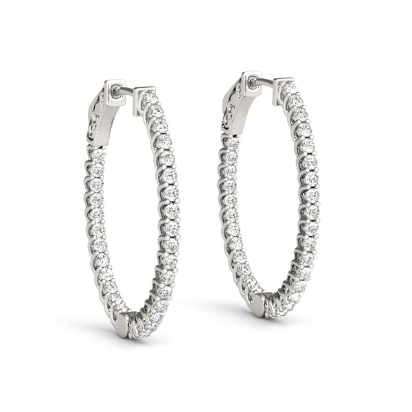 White 14K Gold Lab Diamond Inside Out Hoop Earrings