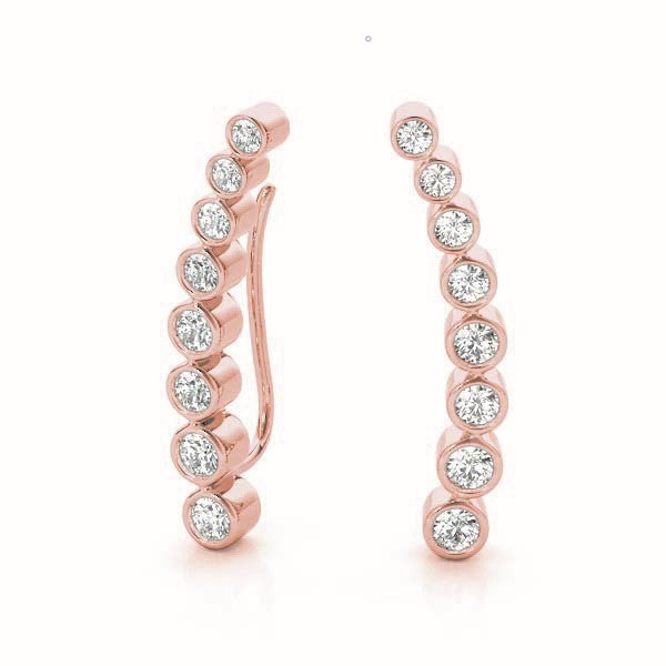 18K Rose Gold Lab Diamond Ear Climbers