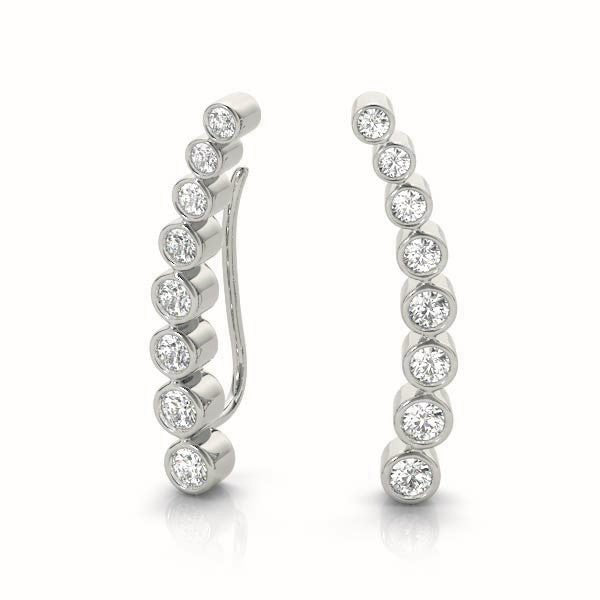 White Gold Lab Diamond Ear Climber Earrings