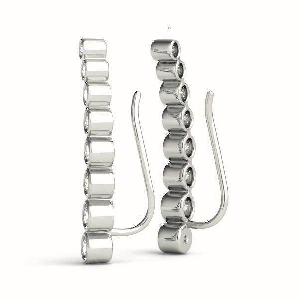 Lab Diamond Round Ear Climbers