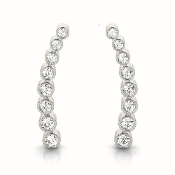 18K White Gold Round Diamond Fashion Earrings