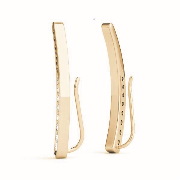 14K Yellow Gold Diamond Ear Climber Earrings