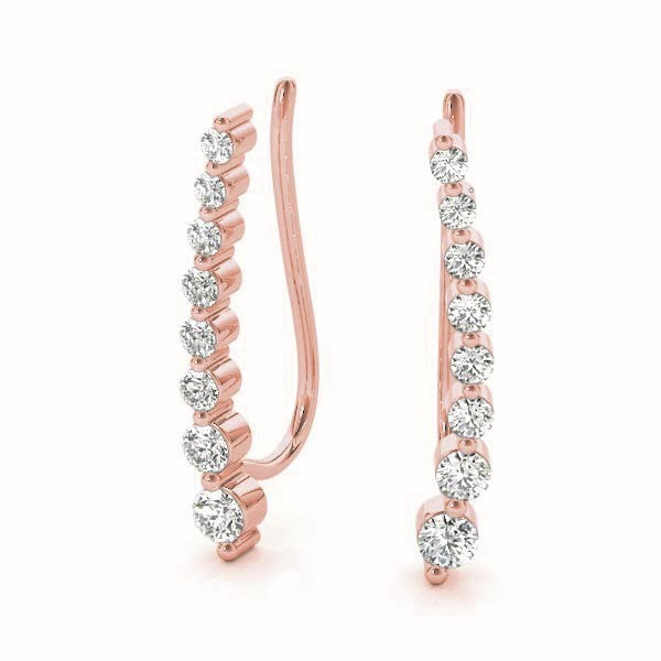 Rose Gold Lab Diamond Ear Climber Pair