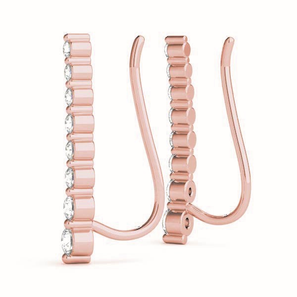 Rose Gold Lab Diamond Ear Climber Pair
