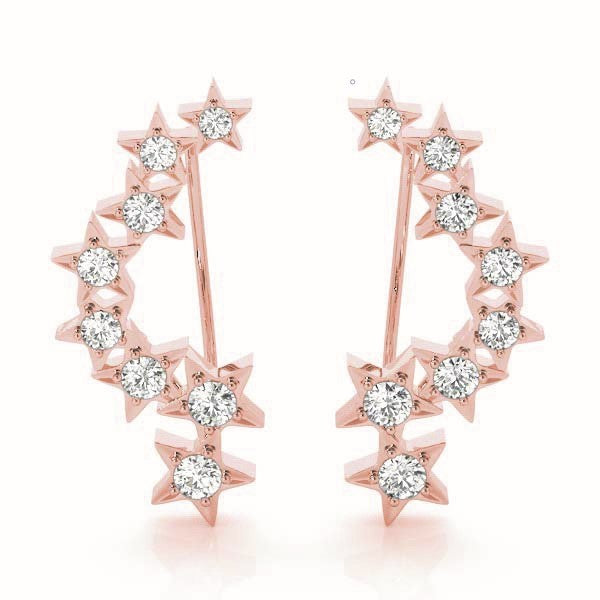 18K Rose Gold Diamond Ear Climbers