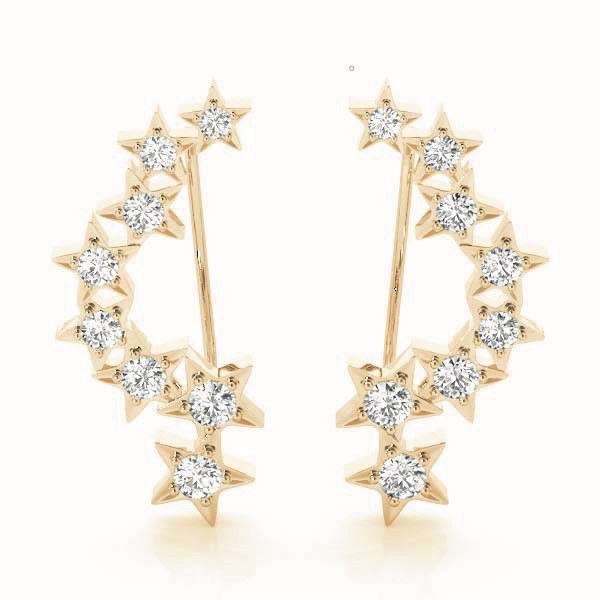 18K Yellow Gold Diamond Ear Climbers