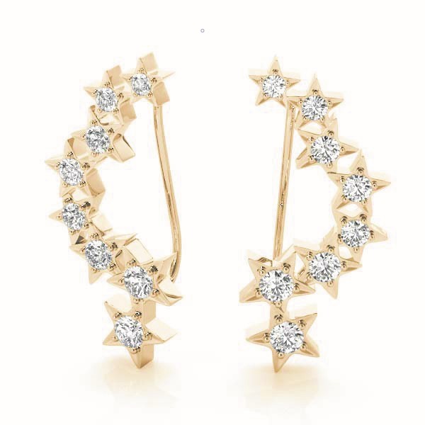 18K Yellow Gold Diamond Ear Climbers