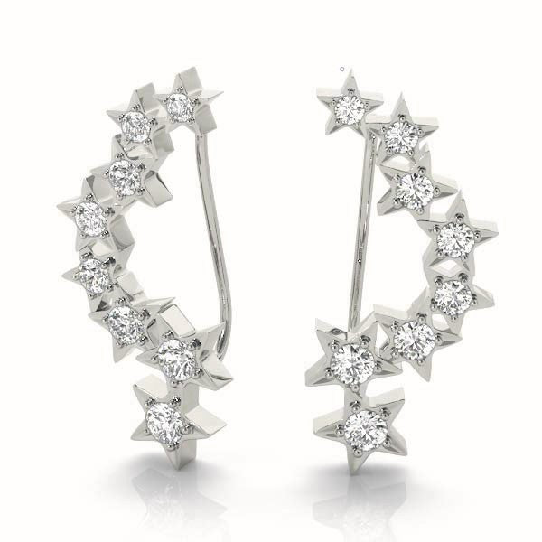 Platinum Lab Diamond Ear Climber Pair