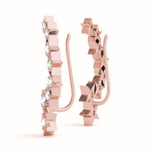 18K Rose Gold Diamond Ear Climbers