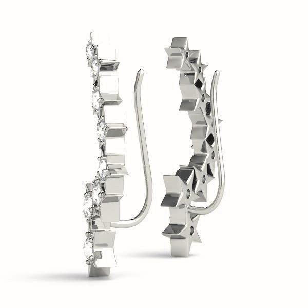 White Gold Lab Diamond Ear Climber Earrings
