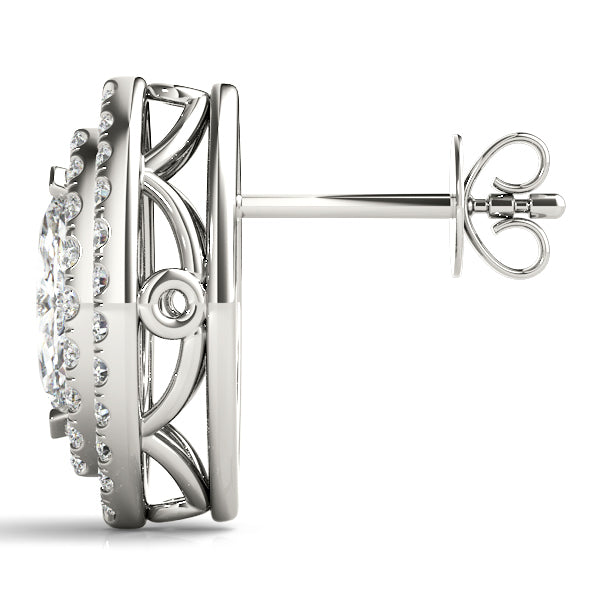 Platinum 1 CT Marquise Diamond Halo Earrings