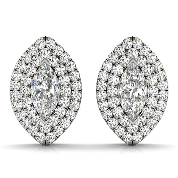 Platinum 1 CT Marquise Diamond Halo Earrings