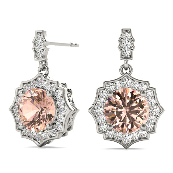 14K White Gold Round Diamond Fashion Earrings