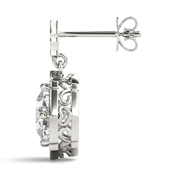 White Platinum Diamond Scalloped Halo Earrings