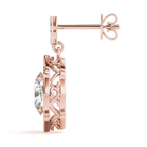 Rose Gold Lab Diamond Oval Halo Earrings