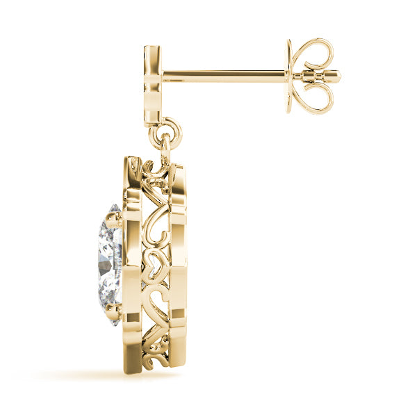 Yellow Gold Lab Diamond Oval Halo Earrings