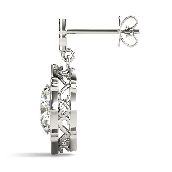18K White Gold Oval Diamond Halo Earrings 0.39-0.47 CT