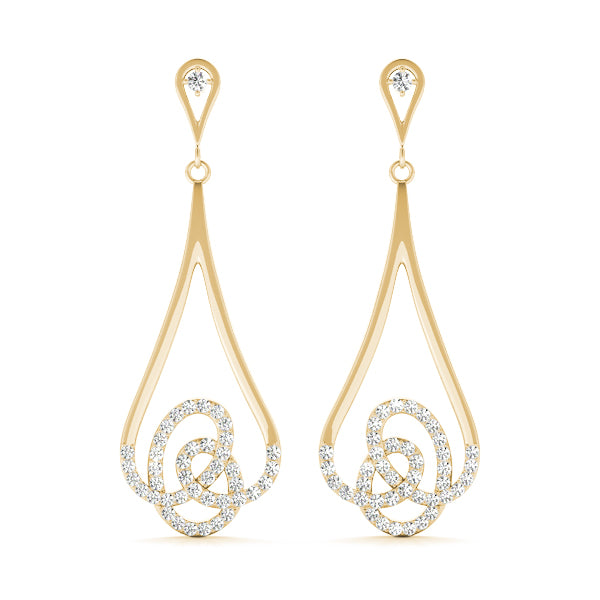14K Yellow Gold Multi-Diamond Fashion Earrings