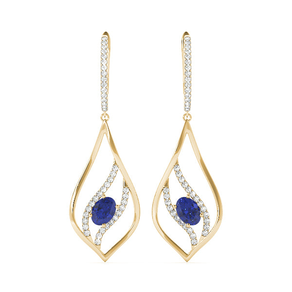 14K Yellow Gold Lab Diamond Oval Earrings