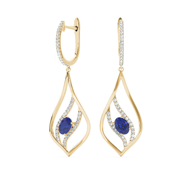 Yellow Gold Lab Diamond Oval Fashion Earrings