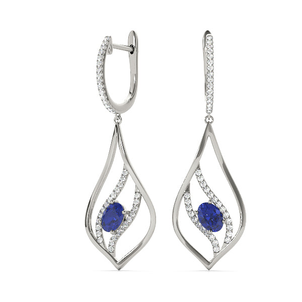 14K White Gold Lab Diamond Oval Earrings