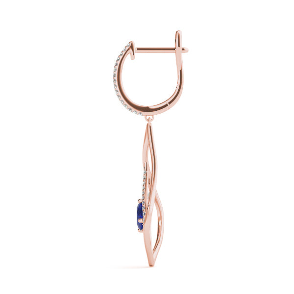 18K Rose Gold Oval Diamond Fashion Earrings
