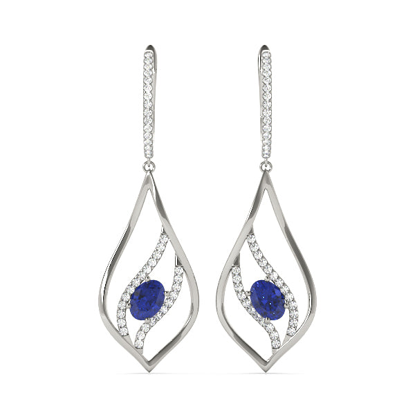 White Gold Lab Diamond Oval Drop Earrings