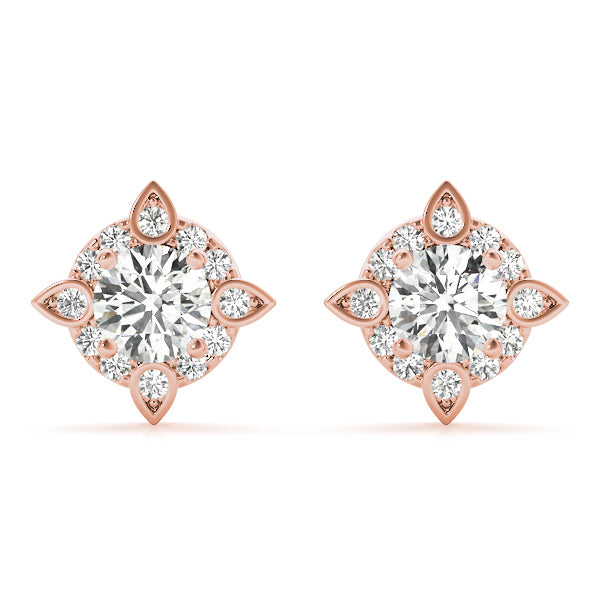 Rose Gold Lab Diamond Halo Earring Set