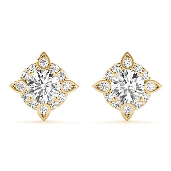 18K Yellow Gold Diamond Cluster Earrings