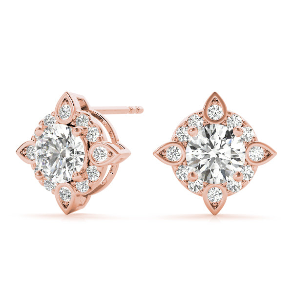 Rose Gold Lab Diamond Halo Earring Set