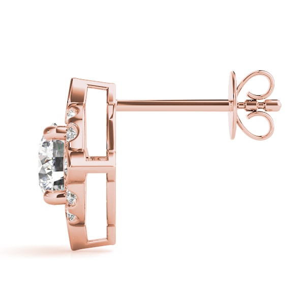 14K Rose Gold 5/8 ct tw Halo Diamond Earring