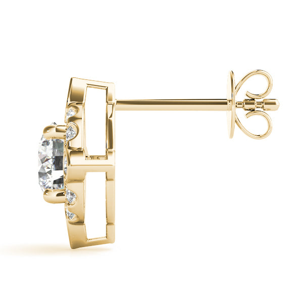 18K Yellow Gold Diamond Cluster Earrings