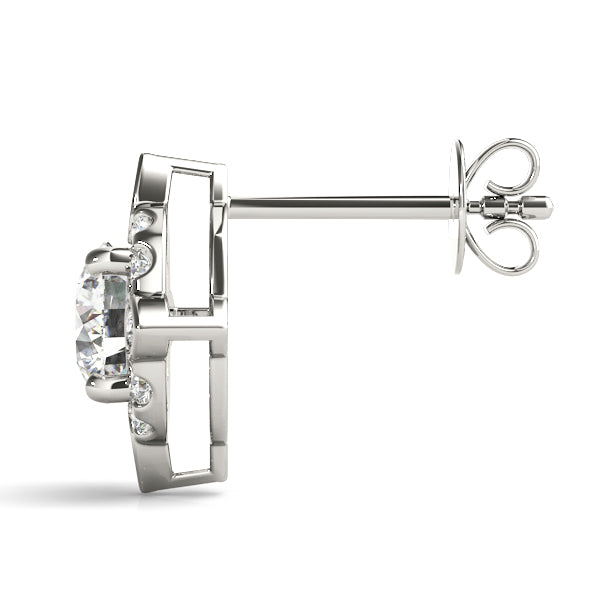 White Platinum Round Diamond Halo Earrings