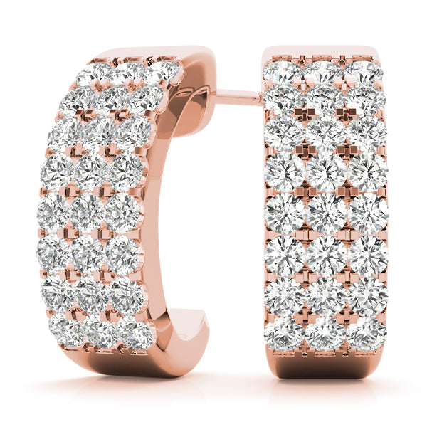 18K Rose Gold Lab Diamond J-Hoop Earrings