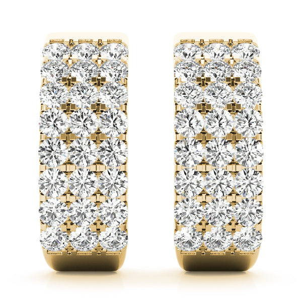 24-Diamond 18K Yellow Gold J-Hoop Earrings