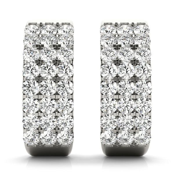 Platinum Diamond J-Hoop Earrings - Lab Created