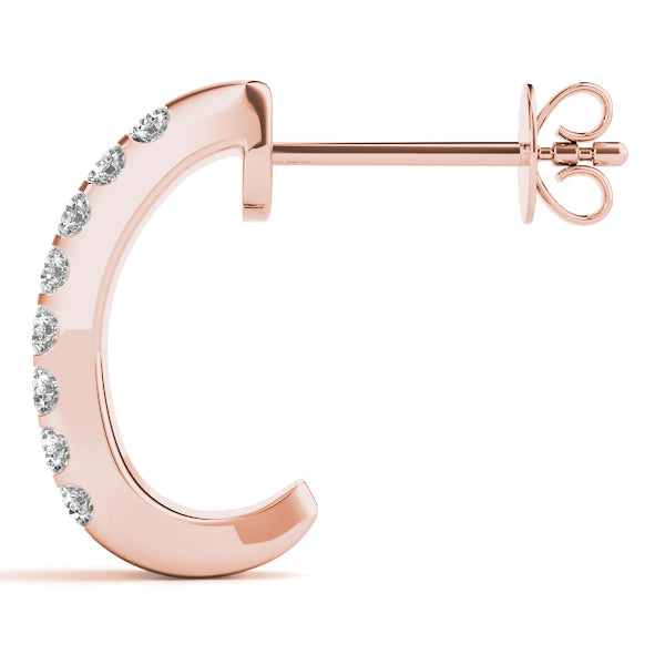 18K Rose Gold Lab Diamond J-Hoop Earrings