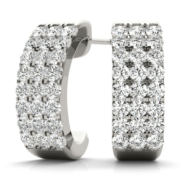 18K White Gold Diamond J-Hoop Earrings