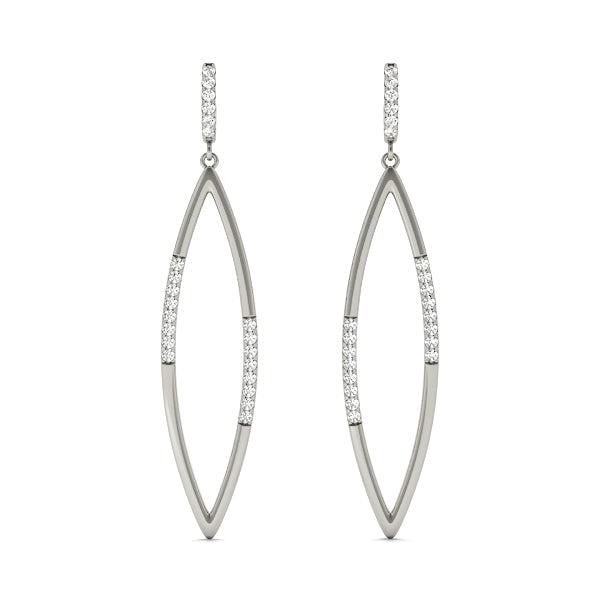 White Platinum Round Diamond Fashion Earrings
